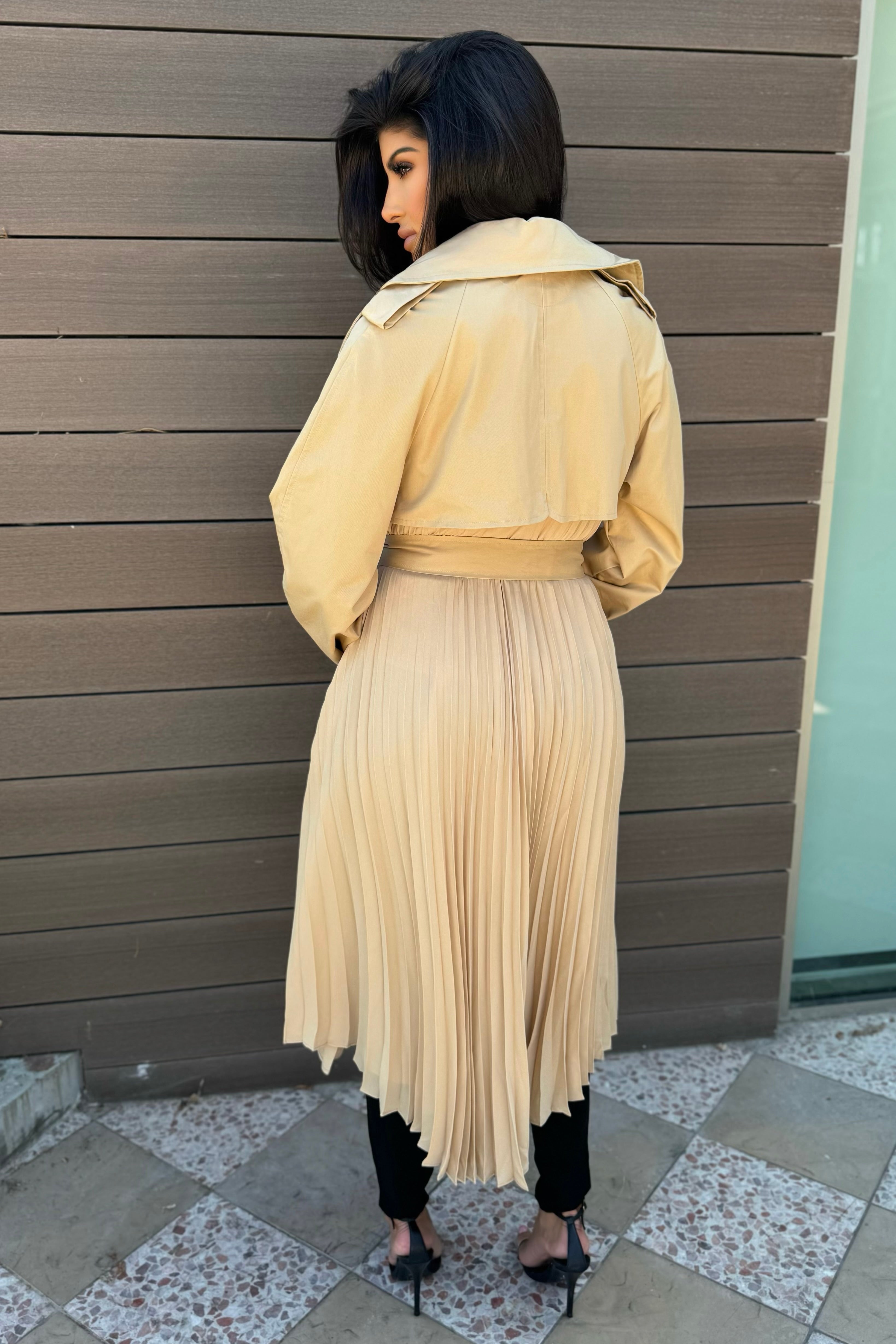 PLEATED BACK TRENCH COAT