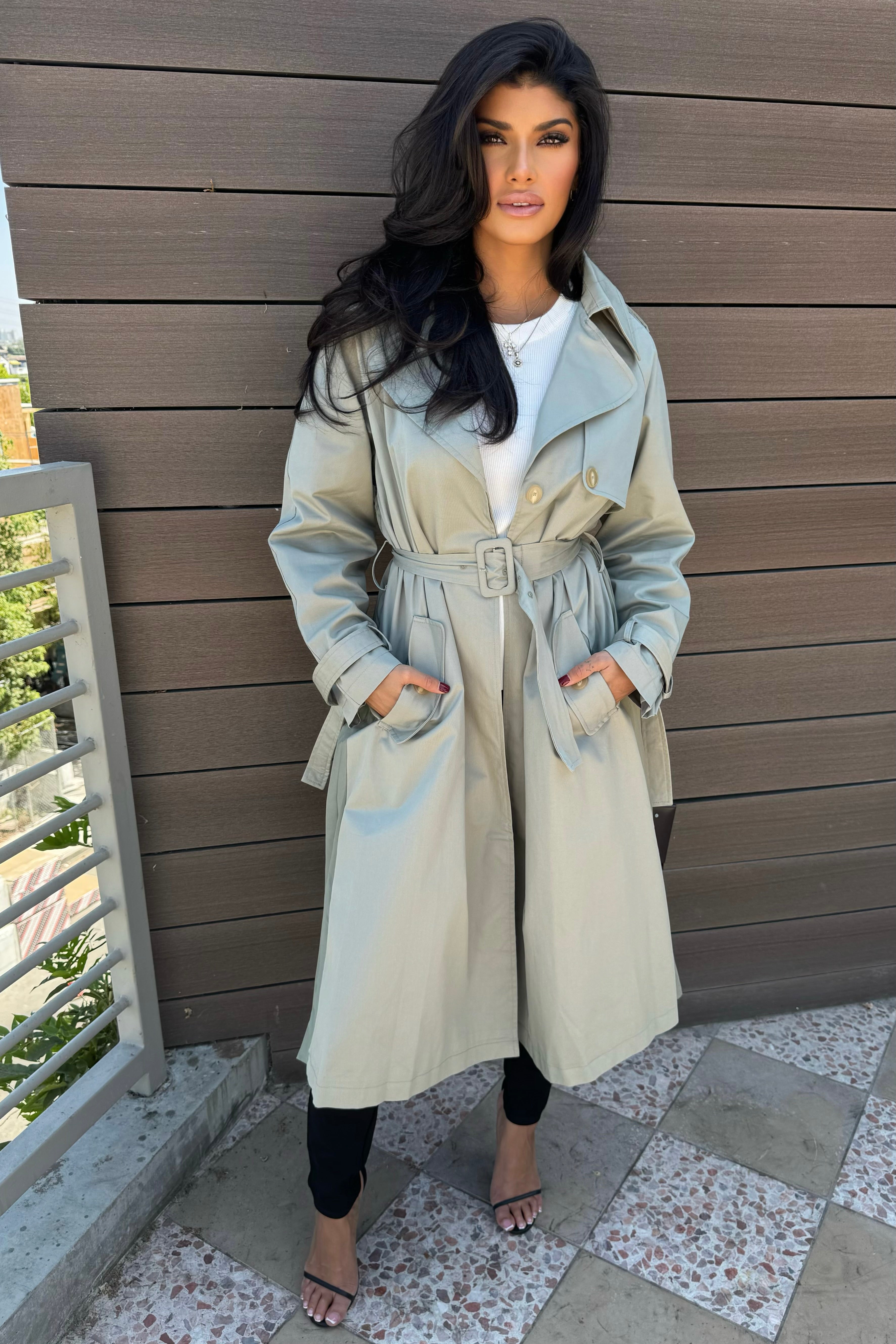 PLEATED BACK TRENCH COAT